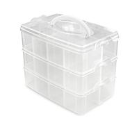 Vaessen Creative Boîte de Rangement - 24 Compartiments de Diverses Tailles - Plastique - 23,1 x 15,6 x 18,5 cm - pour Album Photo de Classe, Accessoires Diamond Painting et Scrapbooking