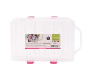 Vaessen Creative Boîte de Rangement Plastique - 23,5 x 15,5 x 4,7 cm - Malette pour 24 Bouteilles de Ø 2,5 cm - Coffret pour Encres à Alcool, Huiles Essentielles, Vernis à Ongles