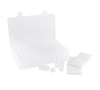 Vaessen Creative Boîte de Rangement Plastique - 27,5 x 16,5 x 5,5 cm - avec 60 Pots - Caisse avec Couvercle pour Couture, Accessoires Diamond Painting et Scrapbooking