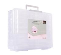 Vaessen Creative Boîte de Rangement Transparente - 37,5 x 30 x 13 cm - avec 16 Boîtes Plates de 17 x 12 x 3 cm - Caisse avec Couvercle pour Photos, Couture, Accessoires Diamond Painting & Scrapbooking
