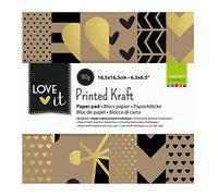 Vaessen Créative Collection Love It, Blocs Papiers 6x6", 24 Feuilles du Papier Kraft