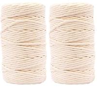 Vaessen Creative Corde Macramé - Naturel - 5 mm x 100 m - 100% Coton - Beige - Fil pour Bracelets Brésiliens, Suspension pour Plantes, Crochet, Rideaux, Attrape-Rêve et Décorations (Lot de 2)