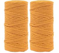 Vaessen Creative Corde Macramé - Ocre Jaune - 3 mm x 100 m - 100% Coton - Fil pour Bracelets Brésiliens, Suspension pour Plantes, Crochet, Rideaux, Attrape-Rêve et Décorations (Lot de 2)