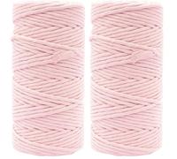 Vaessen Creative Corde Macramé - Rose Clair - 3 mm x 100 m - 100% Coton - Fil pour Bracelets Brésiliens, Suspension pour Plantes, Crochet, Rideaux, Attrape-Rêve et Décorations (Lot de 2)