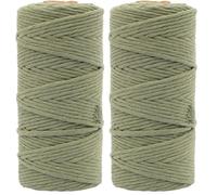 Vaessen Creative Corde Macramé - Vert Olive - 3 mm x 100 m - 100% Coton - Fil pour Bracelets Brésiliens, Suspension pour Plantes, Crochet, Rideaux, Attrape-Rêve et Décorations (Lot de 2)
