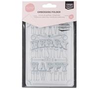 Vaessen Creative Dossier de Gaufrage Vœux de Noël et du Nouvel An (Anglais) 14,6 x 10,7 cm - Classeur de Gauffrage pour Carterie, Scrapbooking, Journaling - Réutilisable, Pour Machines de Découpe