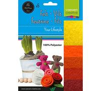 Vaessen Creative Feutrine - A5-2 mm - 5 feuilles - Jaune/Rouge - Tissu en Feutre pour Loisirs Créatifs, Patchwork et Art Créatif de Pâques et Noël