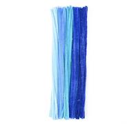 Vaessen Creative Fil Chenille - 50 pcs - 6 mm / 30 cm - Bleu - Cure-pipes - Fil de Fer Souple pour Bracelets et Loisirs Créatifs