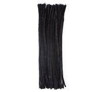 Vaessen Creative Fil Chenille - 50 pcs - 6 mm / 30 cm - Noir - Cure-pipes - Fil de Fer Souple pour Bracelets et Loisirs Créatifs
