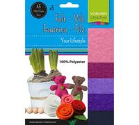 Vaessen Creative Lot de Feuilles de Tissu en Feutre, Rose/Violet, Taille unique, Set de 5 Pièces