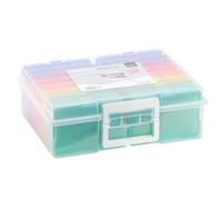 Vaessen Creative Mallette de Rangement Transparente avec Couvercle et 16 Boîtes Colorées, pour Matrices de Découpe, Photos et Autres Fournitures de Loisirs Créatifs, 37,50 x 30 x 13 cm