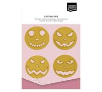 Vaessen Creative Matrices de Découpe Têtes de Citrouilles-4 Cutting Dies de 4 x 3,5 x 3,5 cm-Scrapbooking Matériel et Accessoires pour Cartes, Halloween et Automne, Or