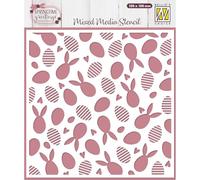 Vaessen Creative Nellie's Choice Pochoir Lapins et Œufs de Pâques 15 x 15 cm-Scrapbooking Matériel Réutilisable pour Peinture, Mandala, Bullet Journal et Cartes, Blanc, Taille unique