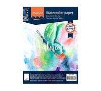 Vaessen Creative Papier Aquarelle Florence A4, Blanc Intense, 300 GSM, Qualité d'artiste, Surface Texturée, 10 Feuilles pour Peindre, Handlettering, Projets d'art et Plus