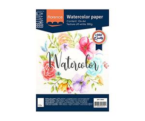 Vaessen Creative Papier Aquarelle Florence A4, Ivoire, 300 GSM, Qualité d'artiste, Surface Texturée, 10 Feuilles pour Peindre, Handlettering, Projets d'art et Plus