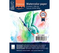 Vaessen Creative Papier Aquarelle Florence A6, Blanc Intense, 300 GSM, Qualité d'artiste, Surface Texturée, 100 Feuilles pour Peindre, Handlettering, Projets d'art et Plus