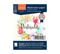 Vaessen Creative Papier Aquarelle Florence A6, Ivoire, 300 GSM, Qualité d'artiste, Surface Texturée, 20 Feuilles pour Peindre, Handlettering, Projets d'art et Plus