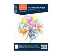 Vaessen Creative Papier Aquarelle Florence Pressé à Chaud A4, Ivoire, 200 GSM, Qualité d'artiste, Lisse, 12 Feuilles pour Peindre, Handlettering, Projets d'art et Plus