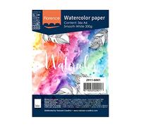 Vaessen Creative Papier Aquarelle Florence Pressé à Chaud A6, Blanc Intense, 200 GSM, Qualité d'artiste, Surface Lisa, 100 Feuilles pour Peindre, Handlettering, Projets d'art et Plus