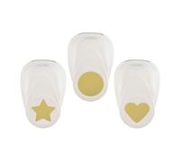 Vaessen Creative Perforatrices Cercle, Cœur, Étoile - Lot de 3 Pcs - pour Papier - Matériel Scrapbooking pour Loisirs Créatifs, DIY et Cartes
