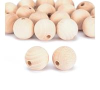 Vaessen creative Bois, Non traitées, ø 30 mm, 20 pièces, Perles Rondes pour Les Loisirs Créatifs, Décorations Artisanales, Bijoux et Plus Encore, Holz, 30mm, Set