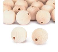 Vaessen creative Bois, Non traitées, ø 35 mm, 20 pièces, Perles Rondes pour Les Loisirs Créatifs, Décorations Artisanales, Bijoux et Plus Encore, Holz, 35mm, Set