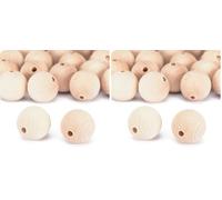 Vaessen Creative Perles en Bois, non traitées, ø 35 mm, 20 pièces, Perles Rondes pour les Loisirs Créatifs, Décorations Artisanales, Bijoux et plus encore (Lot de 2)