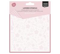 Vaessen Creative Pochoir Superposés-Fleurs et Étoiles-3 Pcs de 15 x 15 cm-Scrapbooking Matériel Réutilisable pour Peinture, Mandala, Bullet Journal et Cartes, Transparent