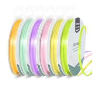 Vaessen Creative Ruban Satin 3 mm x 10 m - Bolduc Double Face pour Cadeau, Emballage et Bouquet Mariage - Couleurs Printemps - 6 Pièces