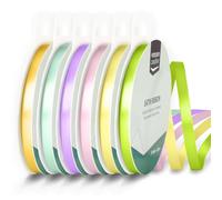 Vaessen Creative Ruban Satin 6 mm x 10 m - Bolduc Double Face pour Cadeau, Emballage et Bouquet Mariage - Couleurs Printemps - 6 Pièces