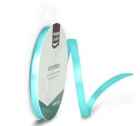 Vaessen Creative Ruban Satin - Bleu - 100 m x 6 mm - Bolduc - Aqua - Biais de Couture - pour Cadeau, Emballage, Bouquet Mariage, Cheveux et Ballon