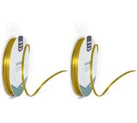 Vaessen Creative Ruban Satin - Doré - 100 m x 3 mm - Bolduc - Biais de Couture - pour Cadeau, Emballage, Bouquet Mariage, Cheveux et Ballon (Lot de 2)