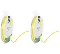 Vaessen Creative Ruban Satin - Jaune Pastel - 100 m x 3 mm - Bolduc - Biais de Couture - pour Cadeau, Emballage, Bouquet Mariage, Cheveux et Ballon (Lot de 2)