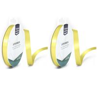 Vaessen Creative Ruban Satin - Jaune Pastel - 100 m x 9 mm - Bolduc - Biais de Couture - pour Cadeau, Emballage, Bouquet Mariage, Cheveux et Ballon (Lot de 2)