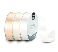 Vaessen Creative Ruban Satin Lot - 3 Couleurs Mariage de 10 m x 25 mm - Blanc - Bolduc pour Cadeau, Emballage et Bouquet Mariage