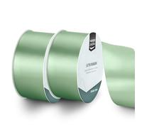 Vaessen Creative Ruban Satin Lot - Vert Sauge de 10 m x 50 mm - Bolduc pour Cadeau, Emballage et Bouquet Mariage