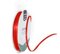 Vaessen Creative Ruban Satin - Rouge - 100 m x 3 mm - Bolduc - Coquelicot - Biais de Couture - pour Cadeau, Emballage, Bouquet Mariage, Cheveux et Ballon