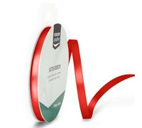 Vaessen Creative Ruban Satin - Rouge - 100 m x 6 mm - Bolduc - Coquelicot - Biais de Couture - pour Cadeau, Emballage, Bouquet Mariage, Cheveux et Ballon