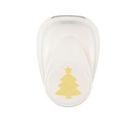 Vaessen Creative Sapin de Noël avec Étoile 2,3 x 1,9 cm-Perforatrice Forme pour Papier-Matériel Scrapbooking pour Loisirs Créatifs, DIY et Cartes, Or-Blanc