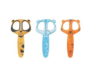 Vaessen Creative Set de Ciseaux Enfant 3 pcs - Raton Laveur, Chien, Tigre | 12 cm, Avec bout rond sécurisé, Pour gauchers et droitiers, Fourniture scolaire pour loisirs créatifs et bricolage