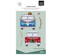 Vaessen Creative Tampons Transparents 13pcs - Bus Hippie de Noël
