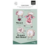 Vaessen Creative Tampons Transparents 15 Pcs - Moutons et Textes - Scrapbooking Matériel et Journaling Accessoires - pour Cartes et Bullet Journal