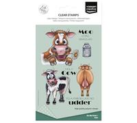 Vaessen Creative Tampons Transparents 16 Pcs - Vaches et Textes - Scrapbooking Matériel et Journaling Accessoires - pour Cartes et Bullet Journal