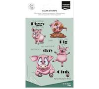 Vaessen Creative Tampons Transparents 19 Pcs - Cochons et Textes - Scrapbooking Matériel et Journaling Accessoires - pour Cartes et Bullet Journal