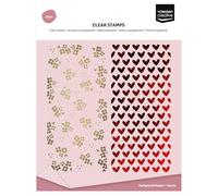 Vaessen Creative Tampons Transparents 2 Pcs-Fonds Cœurs & Fleurs-Scrapbooking Matériel et Journaling Accessoires-pour Cartes Anniversaire et Bullet Journal, 7 x 15 cm, Set de 2 Pièces