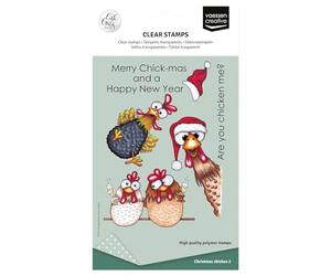 Vaessen creative Transparents 10 Pcs-Poules de Noël-Scrapbooking Matériel et Journaling Accessoires-Tampon Silicone pour Cartes et Bullet Journal, A6