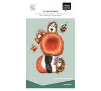 Vaessen Creative Transparents 6 Pcs-Cochons d'Inde, Fleurs et Abeille-Scrapbooking Matériel et Journaling Accessoires-Tampon Silicone pour Cartes et Bullet Journal, 15 x 11,5 cm