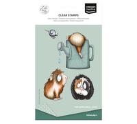 Vaessen Creative Transparents 7 Pcs-Cochons d'Inde, Arrosoir, Moustique-Scrapbooking Matériel et Journaling Accessoires-Tampon Silicone pour Cartes et Bullet Journal, Mehrere Größen