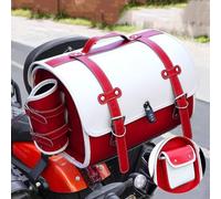 VAEVEN Top Case Moto pour Suzuki Address 110 MotoGP, Bagages étanches pour Motos, Sac de Selle de Moto, en Cuir Coffre de Moto Rangement Bagage, Sac à Outils de Moto,C White + Red