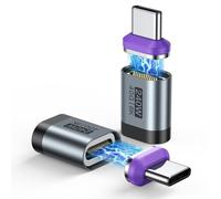 VAFOTON Lot de 2 adaptateurs magnétiques USB C 240 W, 24 broches, charge rapide PD, transmission vidéo 8 K @ 60 Hz, transfert de données 40 Gbps, compatible avec Thunderbolt 3/4, MBook Pro/Air, VR